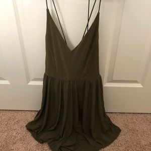 Dark green spaghetti strap romper